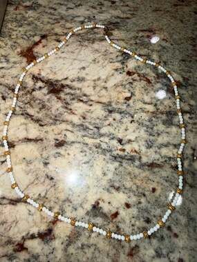 Les Bernard Vintage White Glass & Gold-Tone Necklace